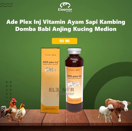 Ade Plex Inj 50ml Vitamin Sapi Kambing Domba Babi Medion