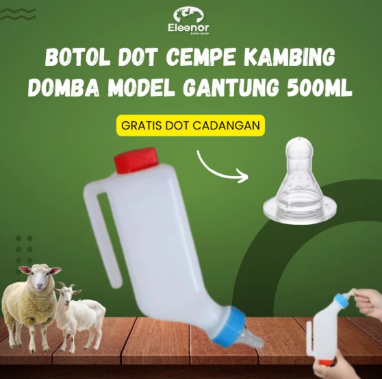 Botol Dot 500ml Hewan Kambing Cempe Berkualitas Model Gantung Gratis Dot Cadangan