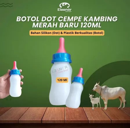 Botol Dot Cempe Silikon Merah Baru Dot Kambing Kucing Domba Babi Anjing Kapasitas 120Ml