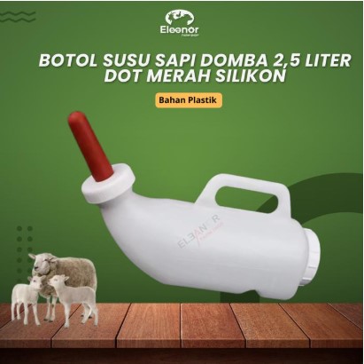 Botol Dot Sapi Domba Kambing Dot Silikon Merah 2.5 Liter Botol Gagang
