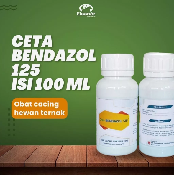 Ceta Bendazol 125 Obat Cacing Hewan Ternak Sapi Kambing Domba Babi Unggas Ayam Kuda kerbau 100Ml
