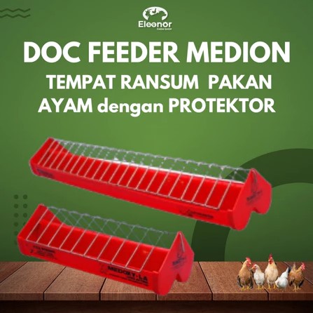 Doc Feeder Merah Tempat Pakan Ayam Unggas Bebek Tempat Ransum Doc Kawat Medion