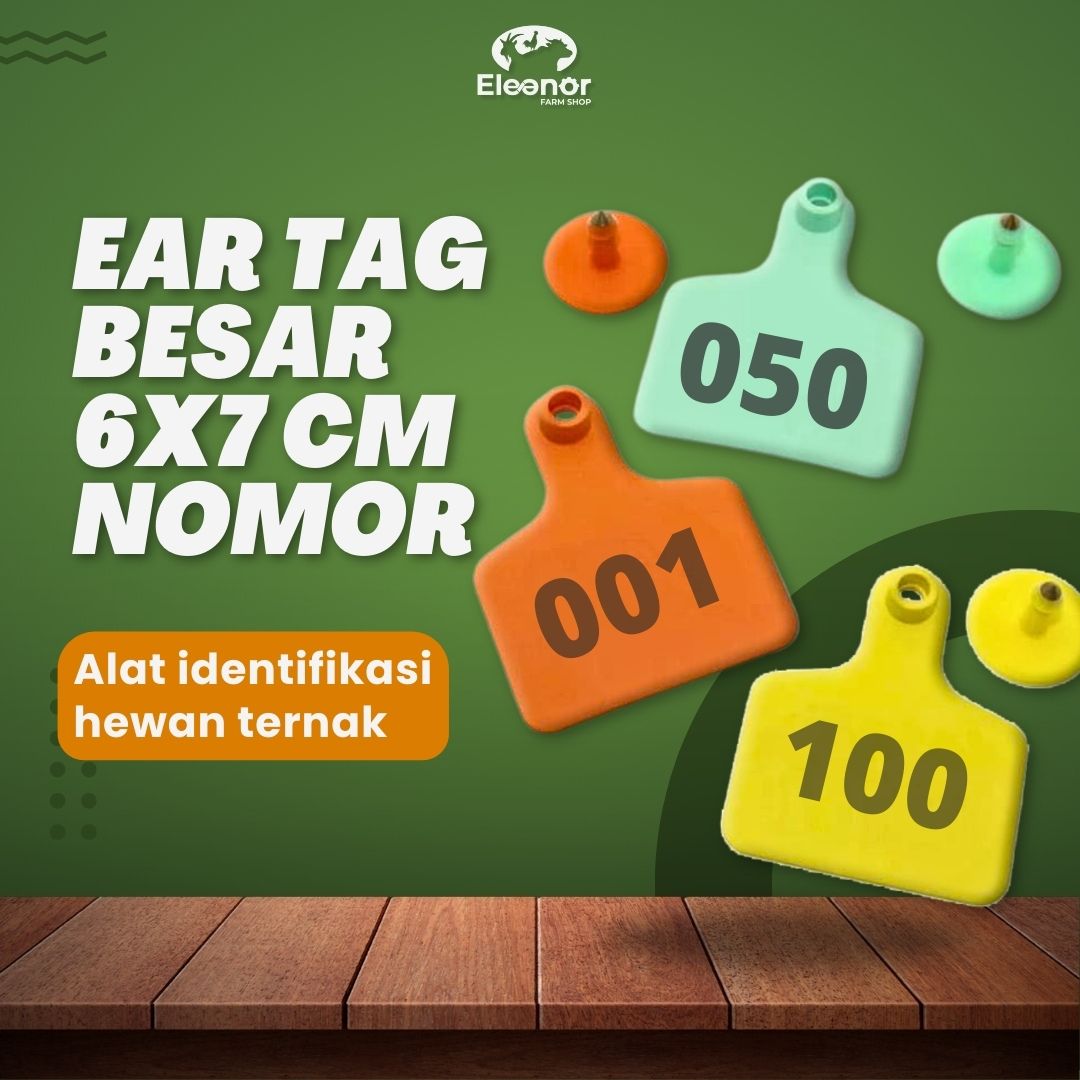 Ear Tag Eartag Nomor Large Ukuran 6X7 cm Untuk Babi Dan Sapi