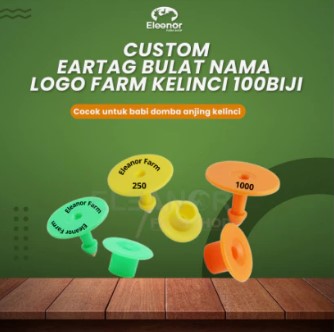 Eartag Custom Bulat Nama Logo Nomor Ear Tag Kambing Domba Kelinci 100 Pcs
