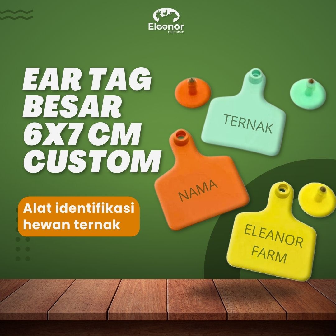 Eartag Custom Nama dan Nomor Eartag Kambing Domba Sapi Large 6x7cm isi 10Biji