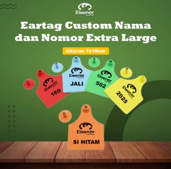 Eartag Custom Sapi Nama dan Nomor Ear Tag Penanda Telinga Sapi Kerbau Kambing Babi Domba 7x10 cm EXTRA LARGE