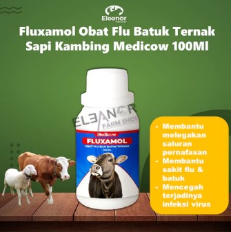 Fluxamol Obat Flu Batuk Ternak Sapi Kambing Medicow 100Ml