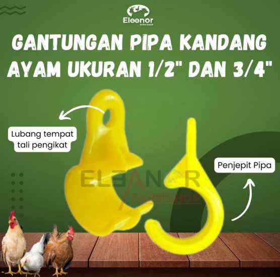 Gantungan Pipa Kandang Ayam Single Hook Gantungan Pipa Air Ukuran 1/2inch dan 3/4inch