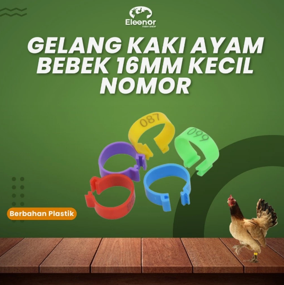 Gelang Jepit Kaki ayam/ring kaki ayam ukuran 16mm 10bh - dengan NOMOR