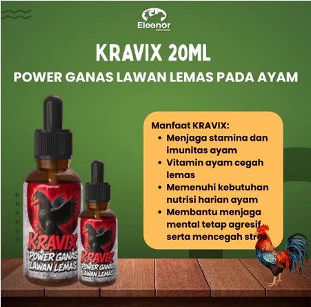 KRAVIX 20ml Vitamin Ayam Booster Stamina & Imun Ayam Prima Agresif Bebas Stres