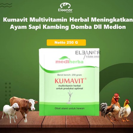 Kumavit 250 G Multivitamin Herbal Meningkatkan Produksi Ayam Sapi Kambing Domba Medion