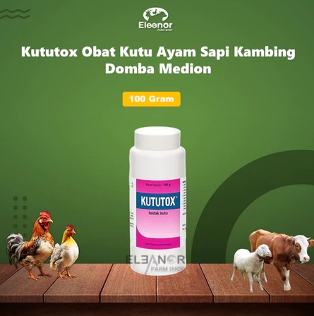 KUTUTOX BEDAK 100 GRAM - Bedak Kutu Gatal Jamur Hewan Anjing Kucing Domba Sapi Medion