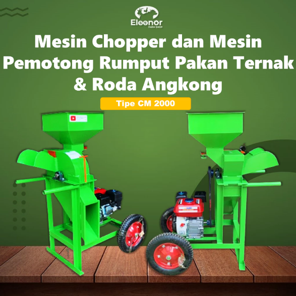 Mesin Chopper CM2000 Pemotong Rumput Pakan Ternak Sapi Kambing Domba Roda Angkong + MESIN