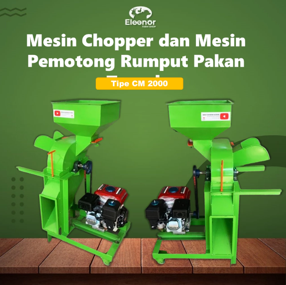 Mesin Chopper Tipe CM2000 Multifungsi Mesin Pemotong Rumput Pakan Sapi Kambing Domba Komplit + Mesin Diesel