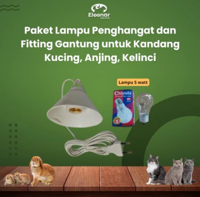 Paket Fitting Gantung dan Lampu Pijar 5watt Penghangat Kandang Kucing Kelinci