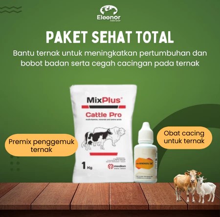 Paket Sehat Total Pack - Mix Plus Cattle Pro 1KG dan Ceta Bendzole 125 by Eleanor Farm