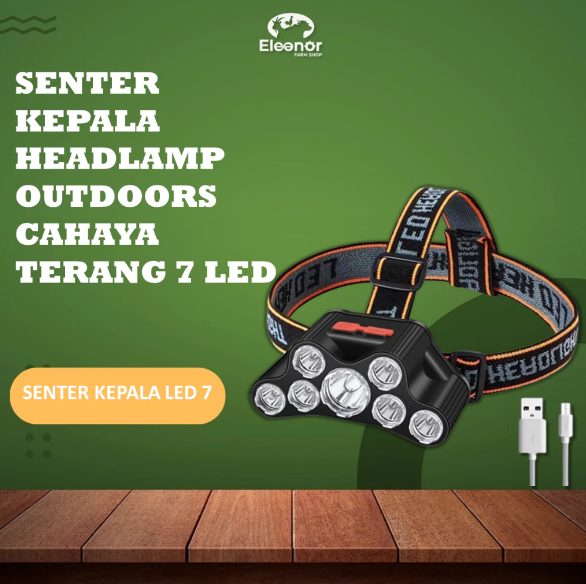 Senter Kepala Headlamp Outdoors Cahaya Terang 7 Led