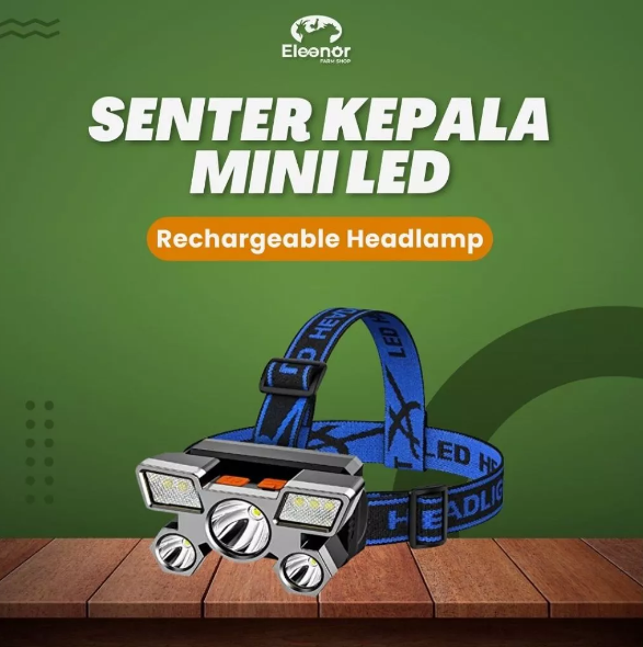 Senter Kepala Mini LED 30W + 10W Rechargeable Headlamp