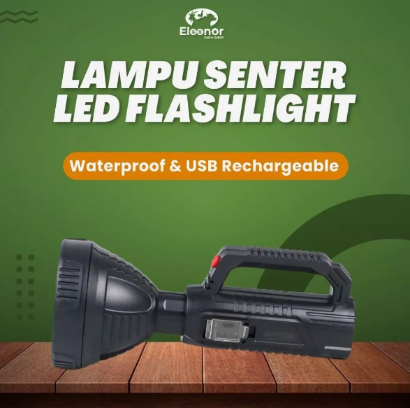 Senter LED Flashlight Waterproof USB Rechargeable Taffled Pocketman Lampu Senter