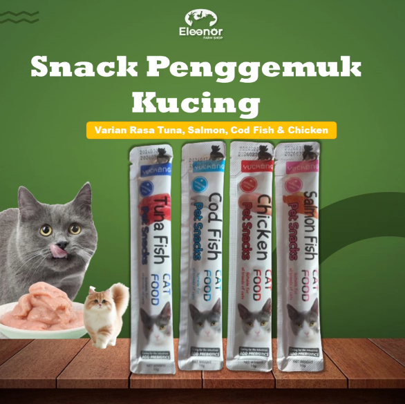 Snack Kucing Cat Food Strip Rasa Salmon Tuna Cod Fish dan Chicken Camilan Penggemuk Kucing Cat Snack Treat 15g