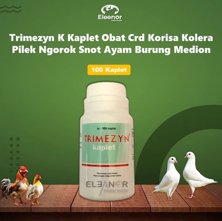 TRIMEZYN K KAPLET Isi 100 KAPSUL - Obat Snot Ngorok CRD Kolera Pulorum Ayam Pneumonia Babi Anak Babi Medion