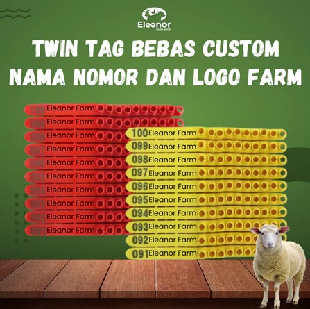 Twin Tag Custom Nomor Logo dan Nama Farm Eartag Strip Kustom Ukuran 75x9mm Isi 100 pcs