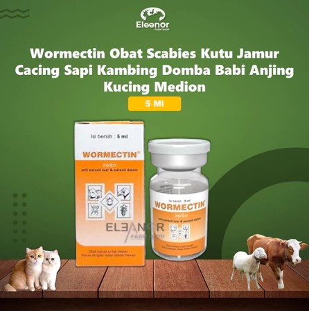 Wormectin 2ml 5ml Medion Wormectin Obat Scabies Kutu Jamur Cacing Sapi Kambing Domba Babi Anjing Kucing