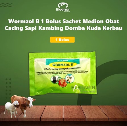 Wormzol B 1 Bolus Sachet Medion Obat Cacing Sapi Kambing Domba Kuda Kerbau